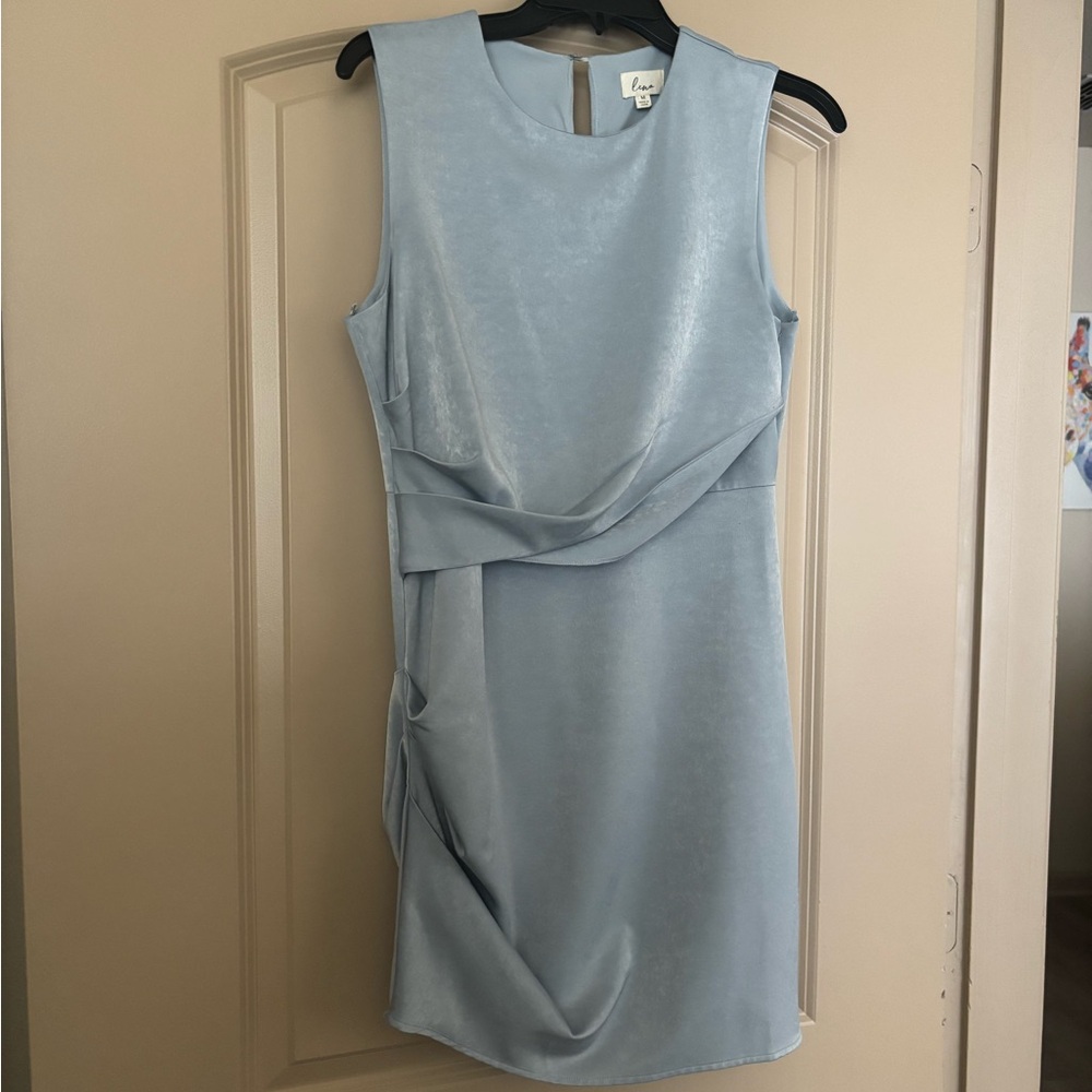 BLUE SATIN DRESS
